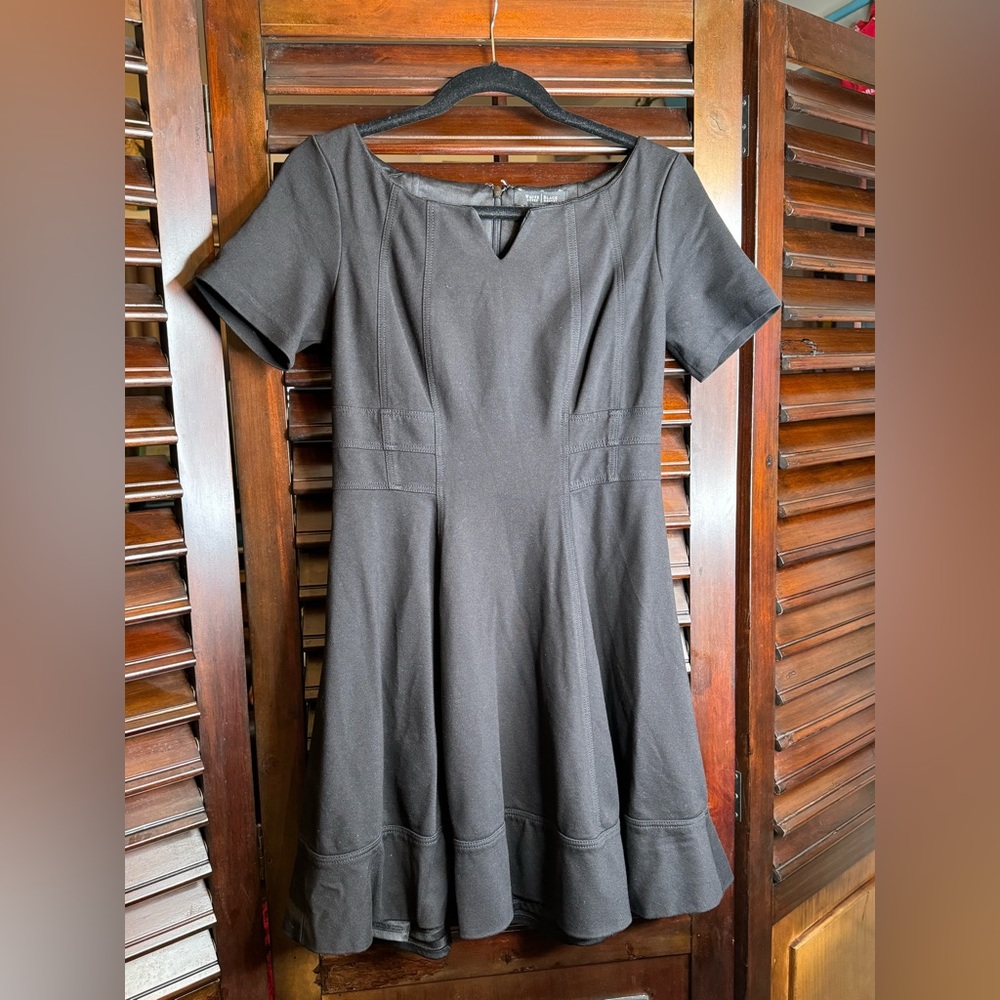 White House Black Market Black Pleated A-Line Mini Dress